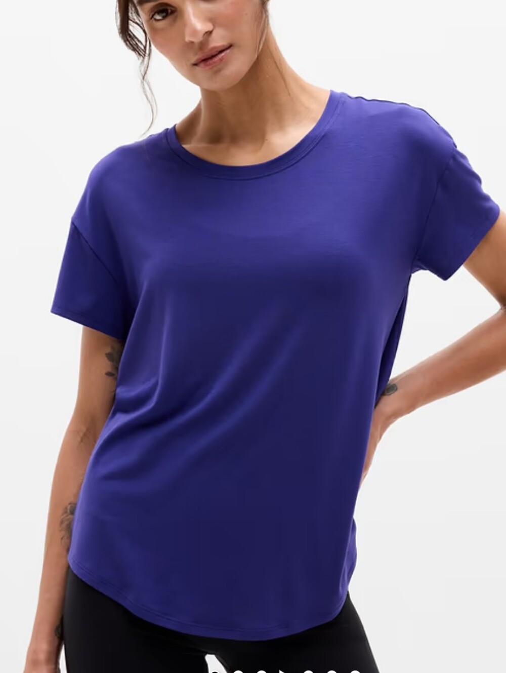 Athleta Move With Ease Tee Slate Blue Modal Blend Short Sleeve Back Seam Medium